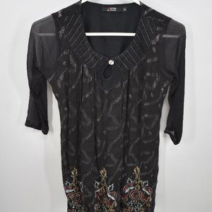 Envi Black Beaded Embroidered Lined Dress Size M